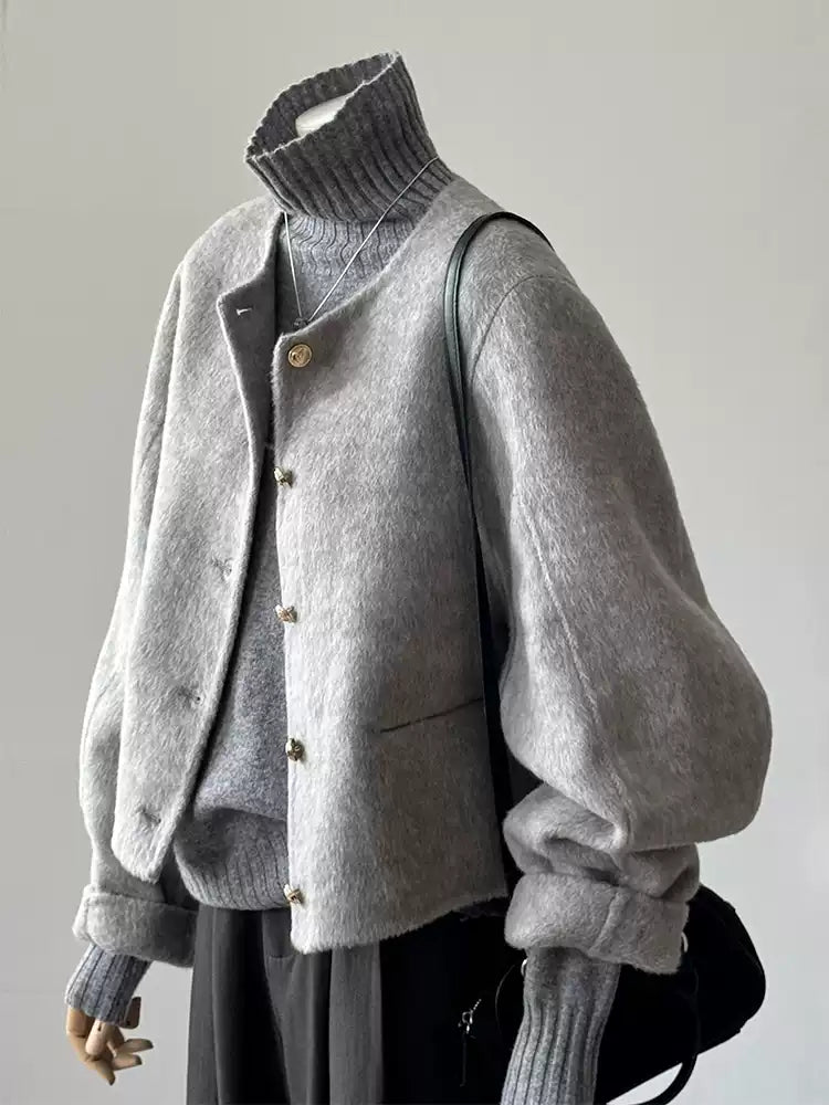 Double-faced cashmere short coat