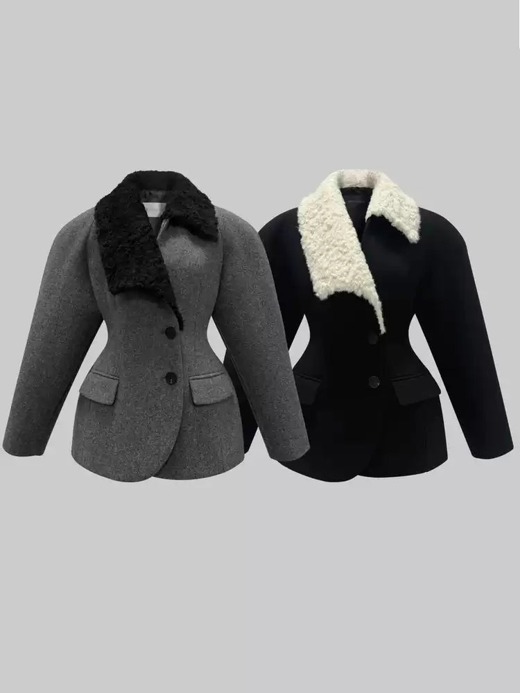 Fur-trimmed wool coat