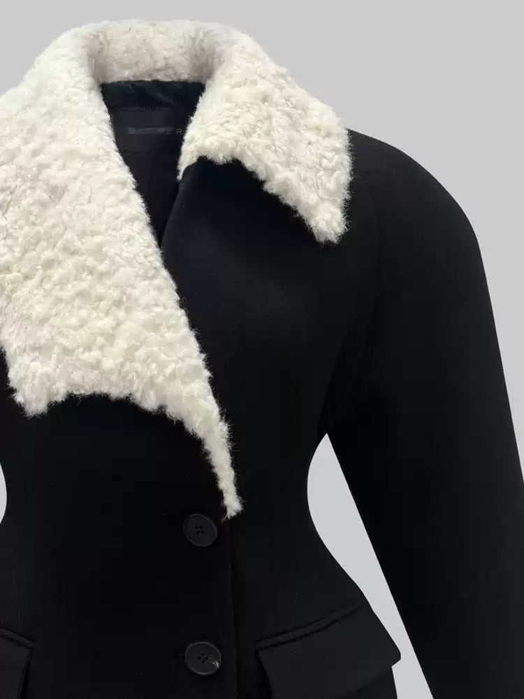 Fur-trimmed wool coat