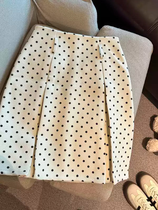 Wool polka dot mini skirt