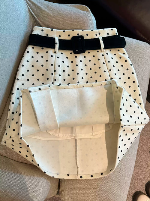 Wool polka dot mini skirt
