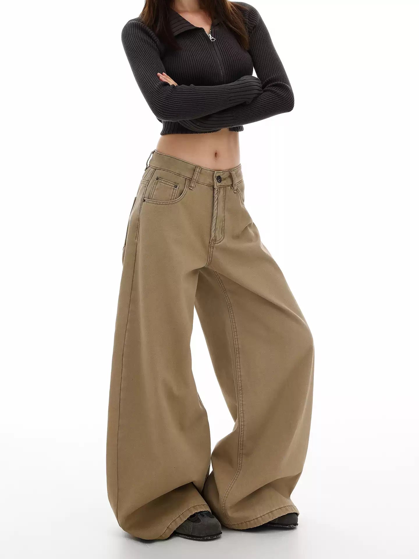 Retro low-rise wide-leg jeans