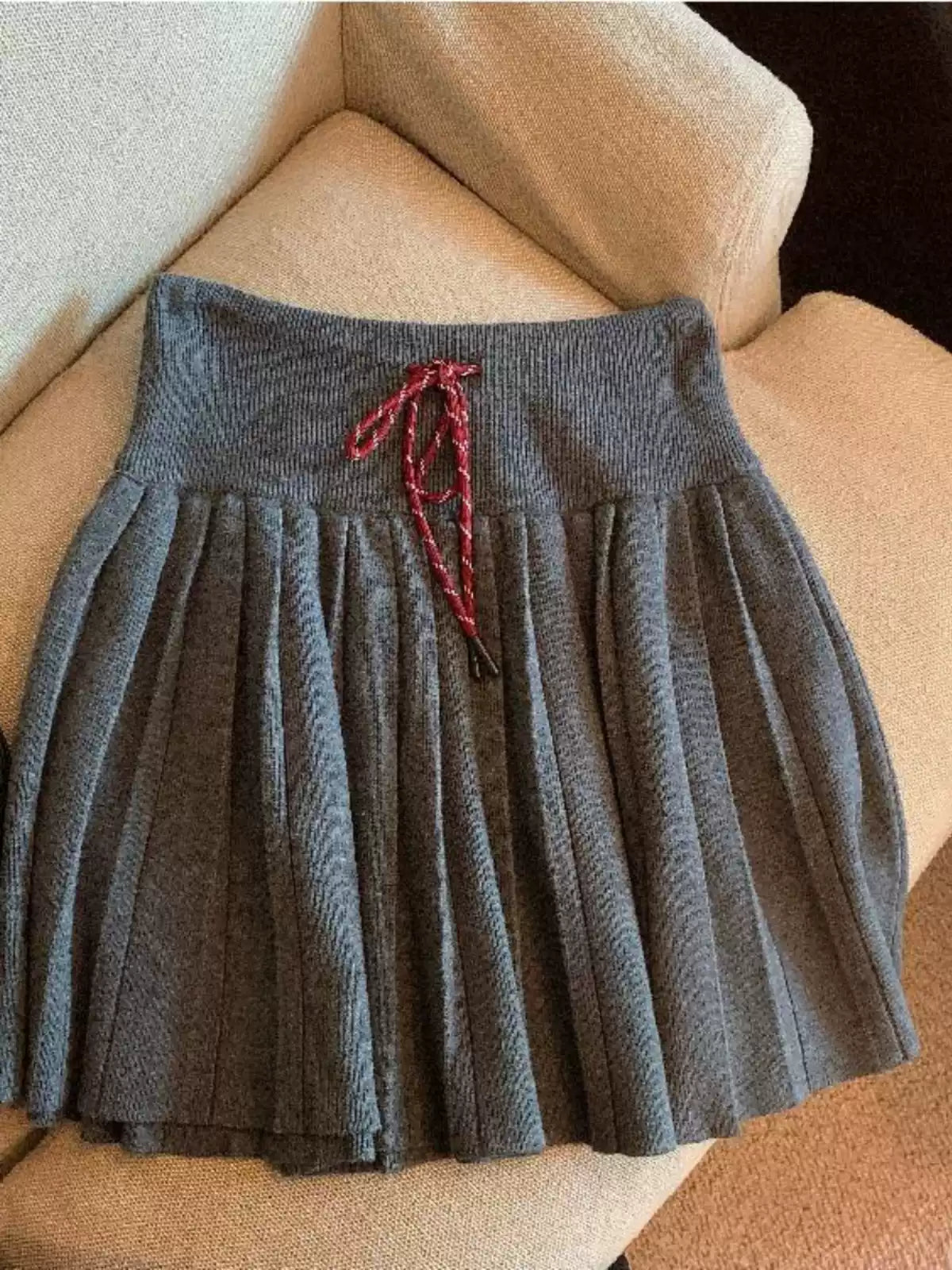 drawstring knit midi skirt