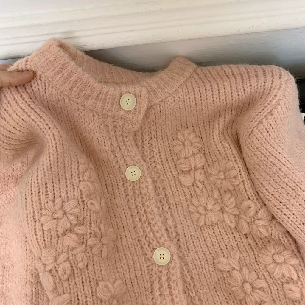 3D Embroidered Jacquard Knit Cardigan