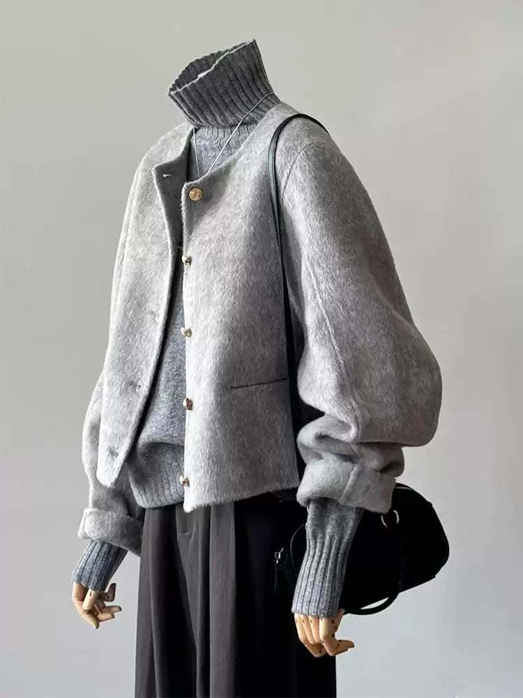 Double-faced cashmere short coat