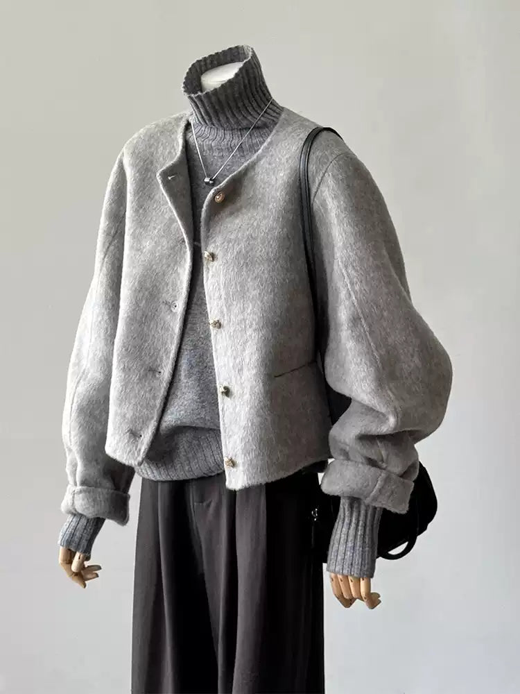 Double-faced cashmere short coat