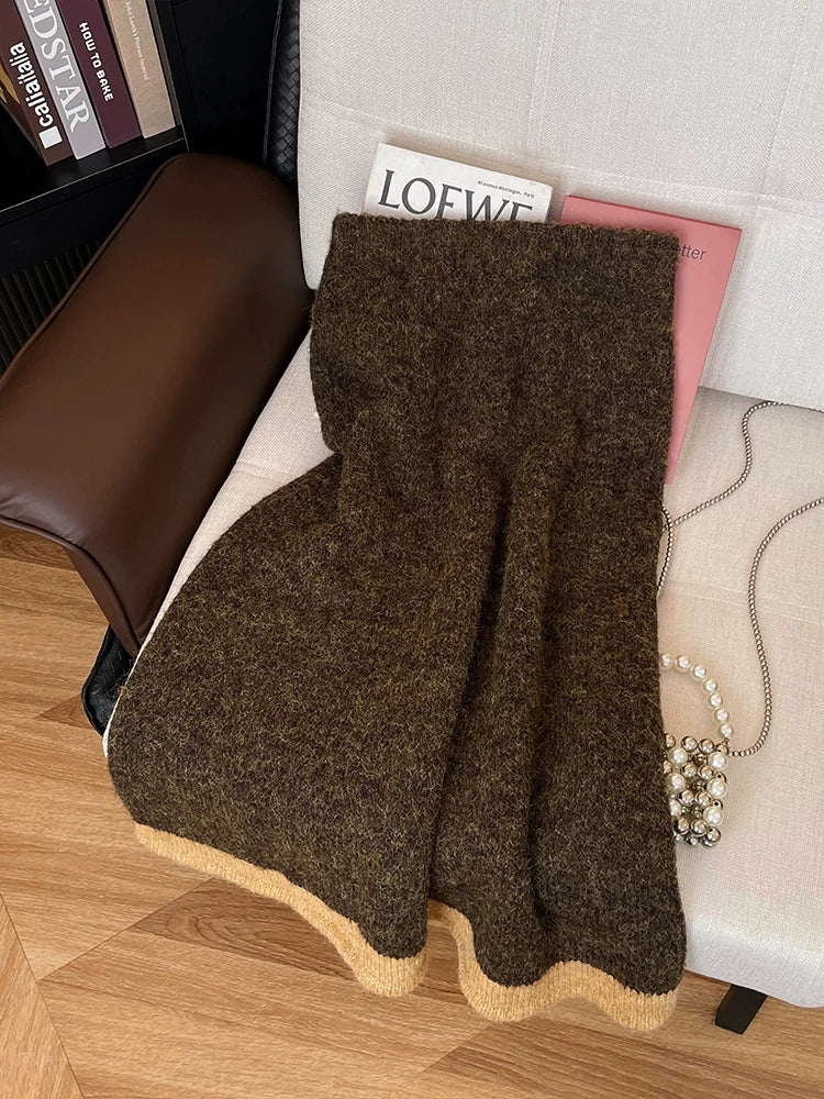 Fair Isle jacquard knit cardigan and skirt set