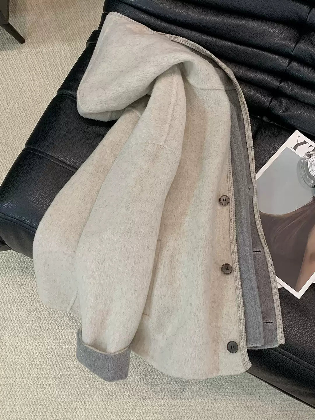 Hooded double-faced wool coat