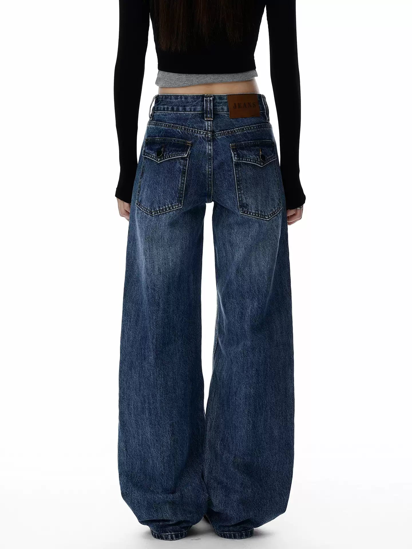 Low-rise wide-leg jeans