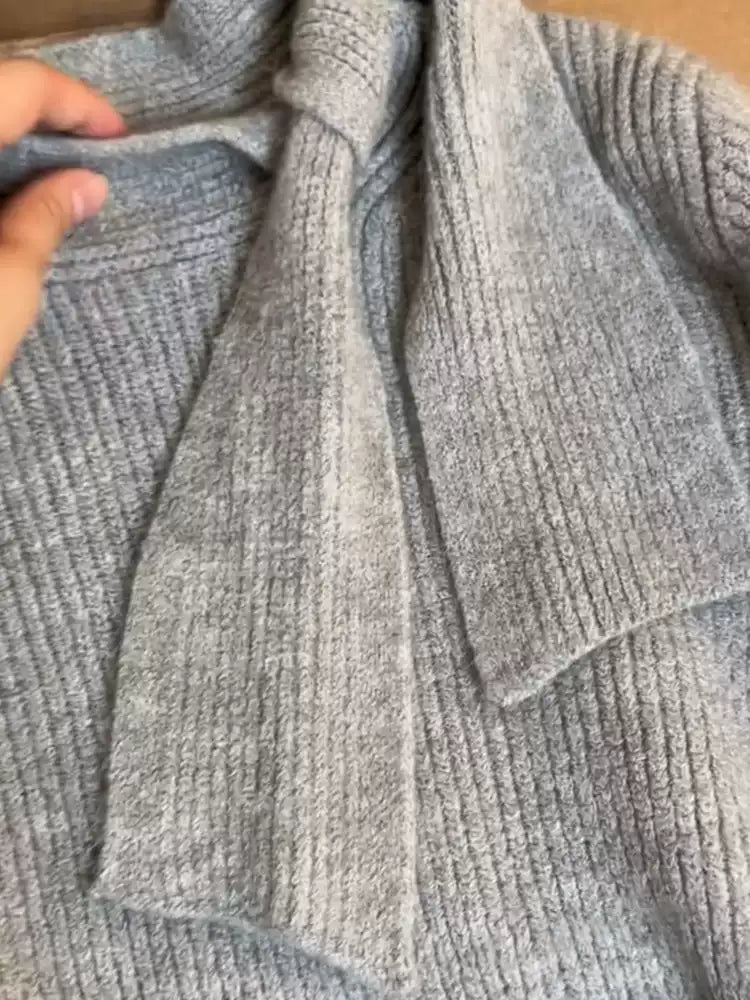 Tie-waist knit sweater and polka dot skirt set