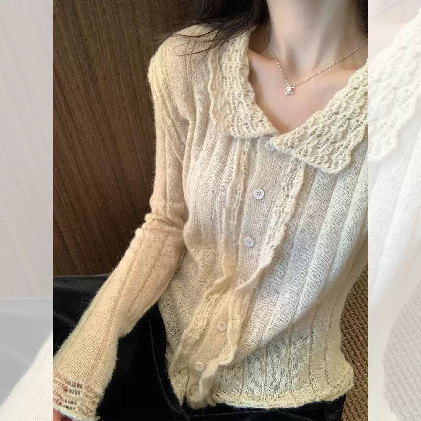 Collared knitted cardigan