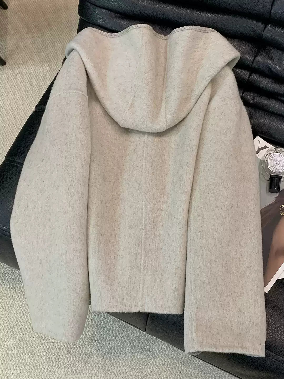 Hooded double-faced wool coat