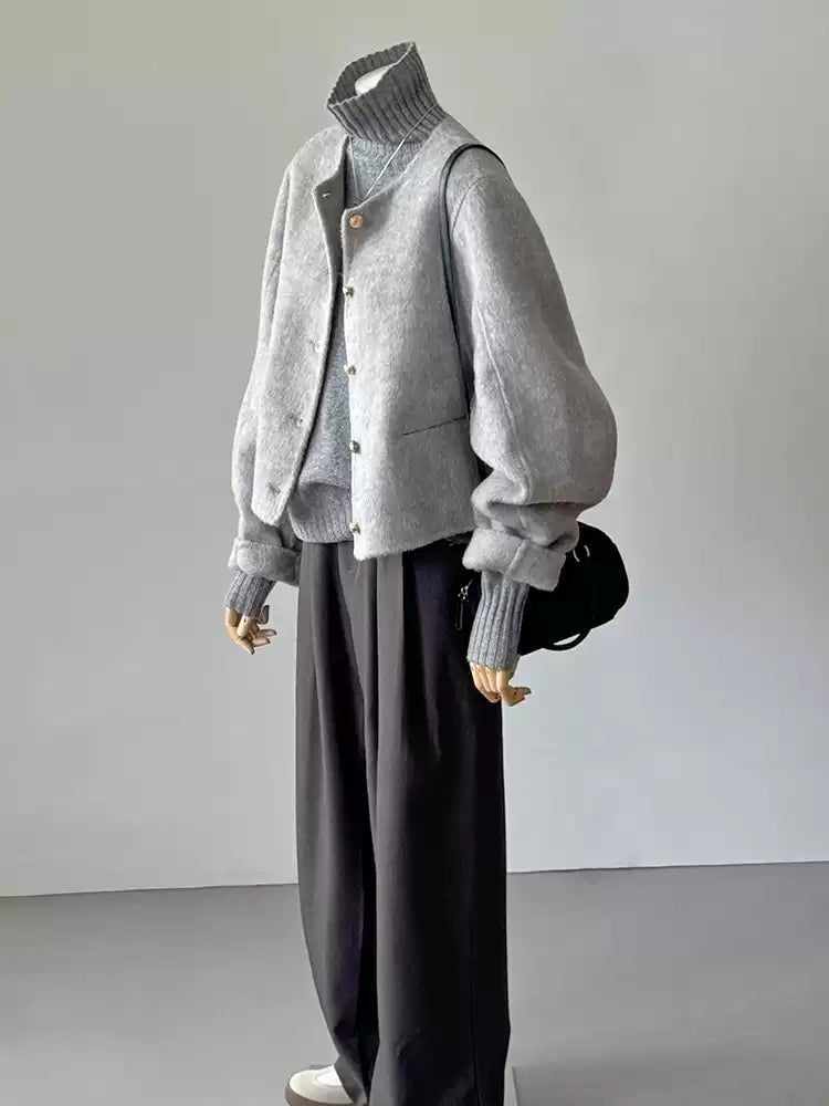 Double-faced cashmere short coat