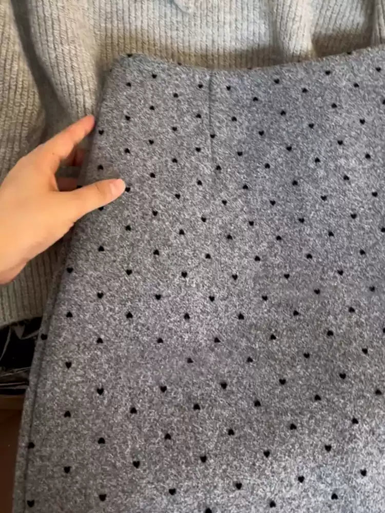 Tie-waist knit sweater and polka dot skirt set