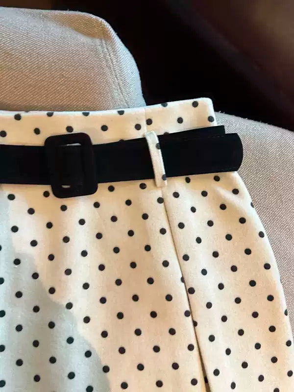 Wool polka dot mini skirt