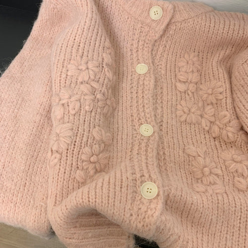 3D Embroidered Jacquard Knit Cardigan