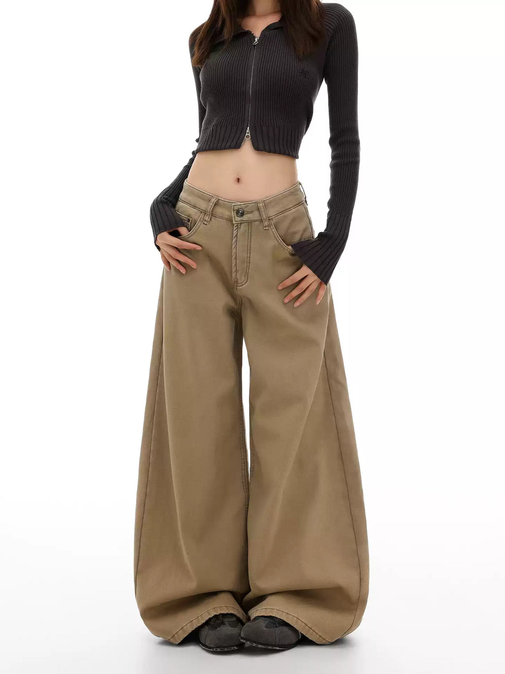 Retro low-rise wide-leg jeans