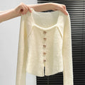 Bow-tie square neck knit sweater