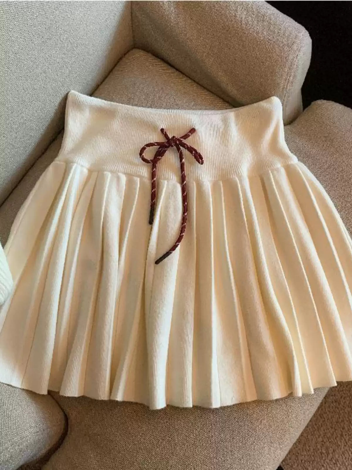 drawstring knit midi skirt