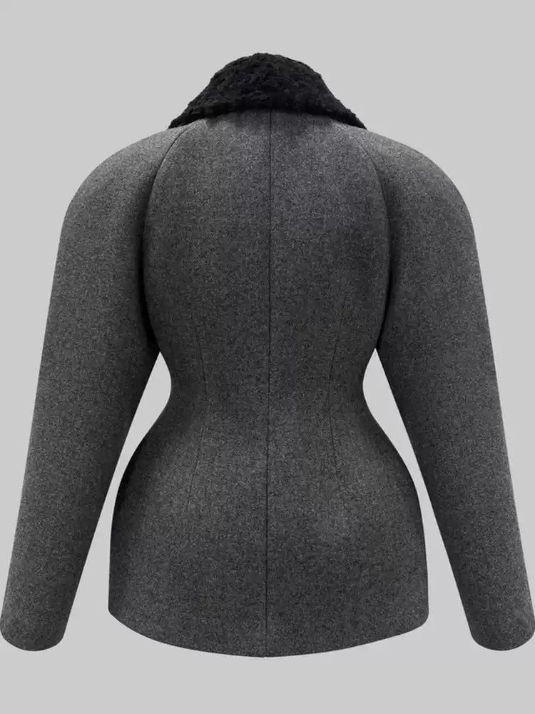 Fur-trimmed wool coat