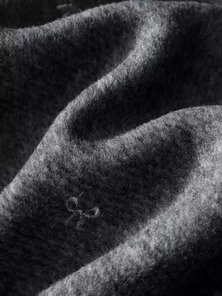 Bow Embroidered Wool Midi Skirt